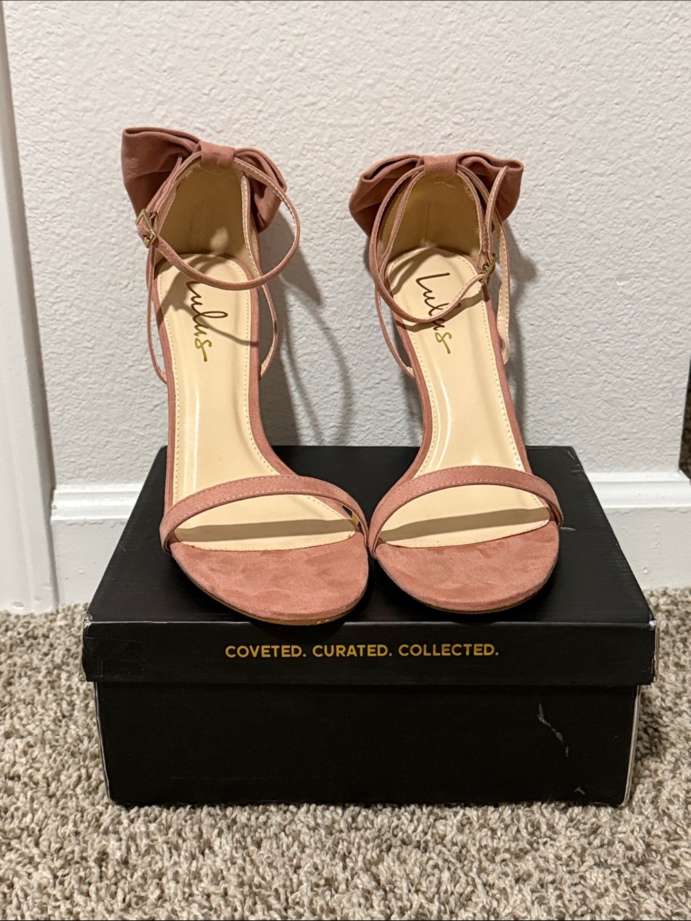 Lulu's Dusty Rose Bow Ankle-Strap Heels